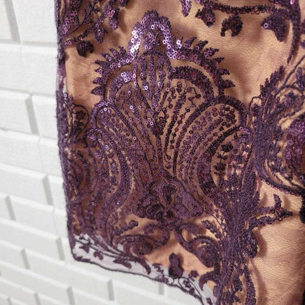 Free People Night Shimmers Mini Dress Sz 2 Purple Sequin Flapper Cocktail
